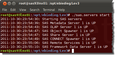 SAS® Service Management Script for Linux and UNIX: sas.servers