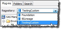 SAS Management Console Plug-ins Tab Repository Selector