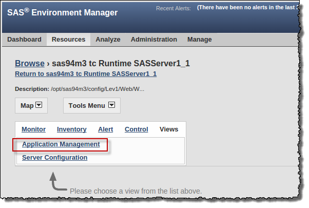 SAS Environment Manager: Managing Applications in a SAS Web App Server instance