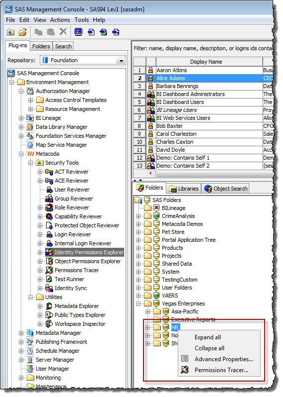 Permissions Tracer in the Identity Permissions Explorer