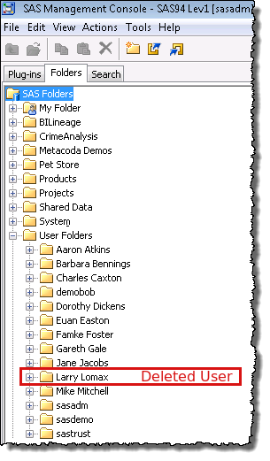 Finding Private User Folders for Deleted SAS Platform Users: Folders Tree