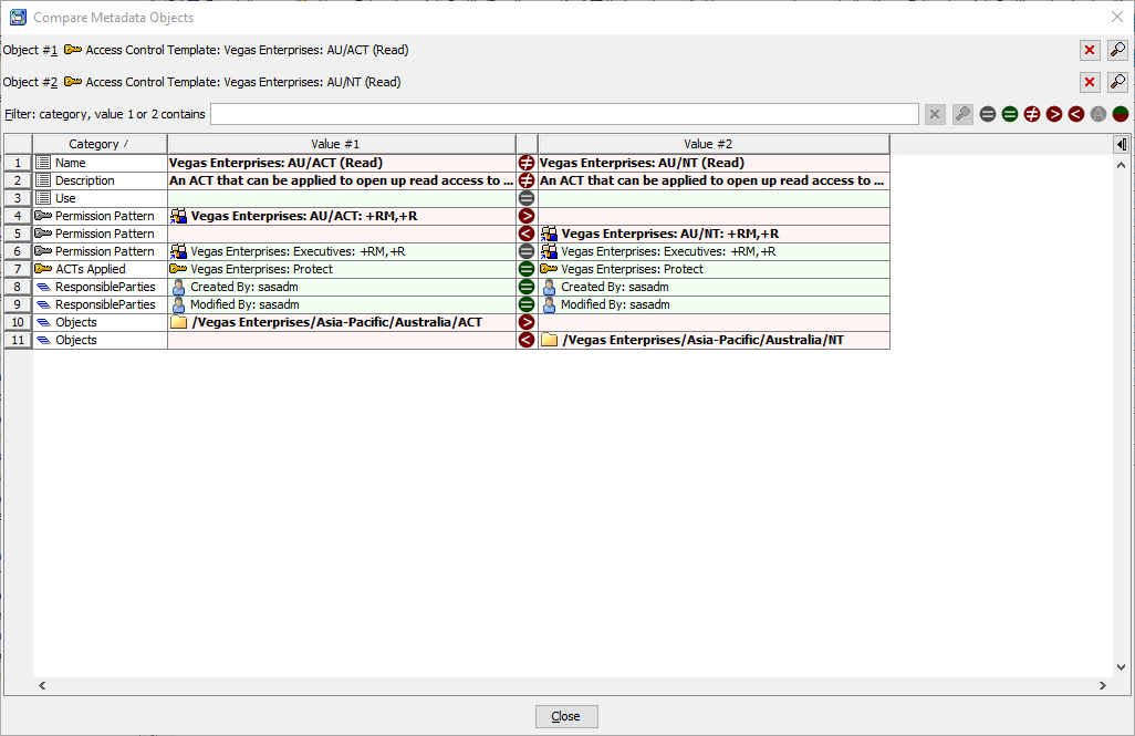 Metacoda Security Plug-ins: Compare ACTs