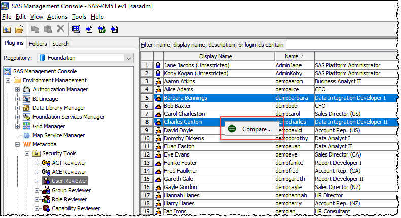 Compare Users from User Reviewer