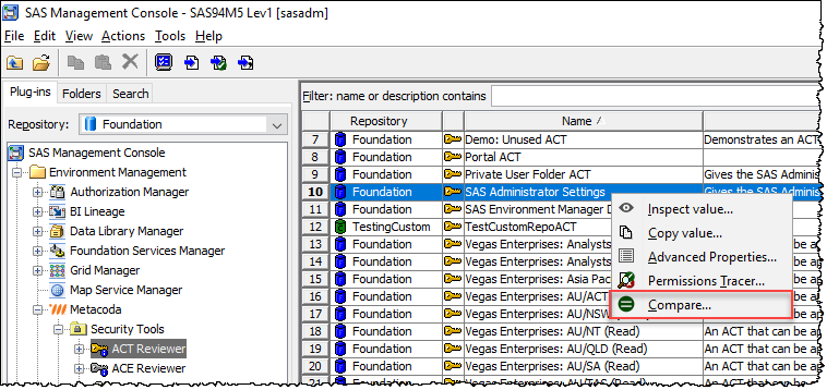 Compare ACTs from ACT Reviewer Single Selection