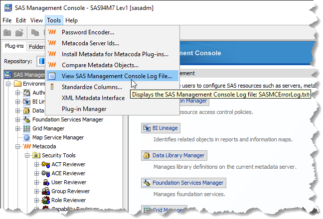 Metacoda Plug-ins: View SAS Management Console Log File