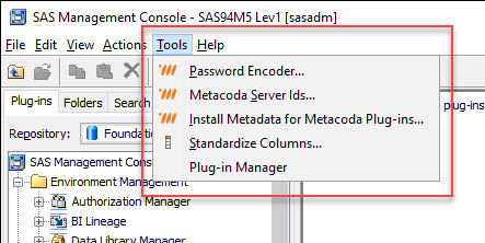 SAS Management Console Plug-in API Tools Example